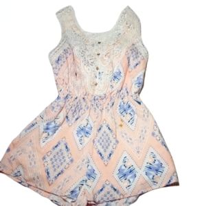 Luxmi White Lace Sleeveless Romper Sz Med